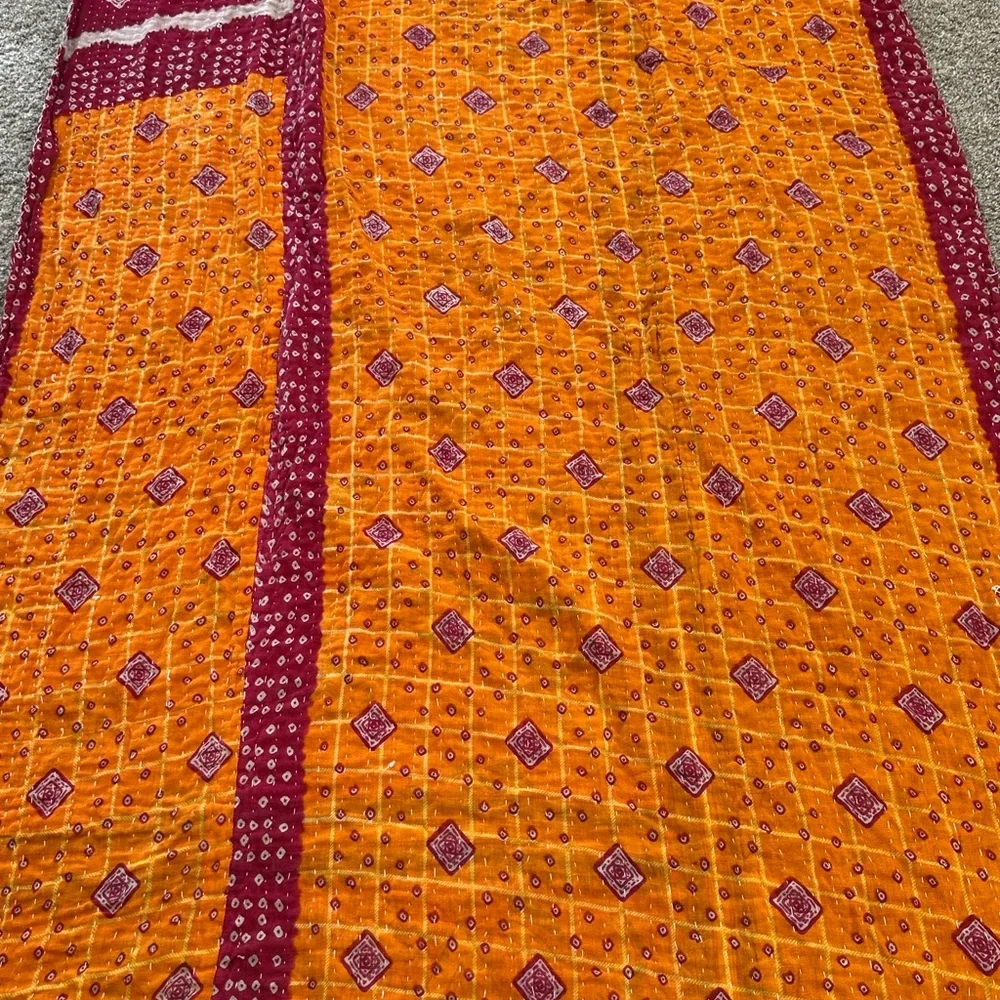 K25 Reversible Twin Kantha Quilt - Picture 1 of 3